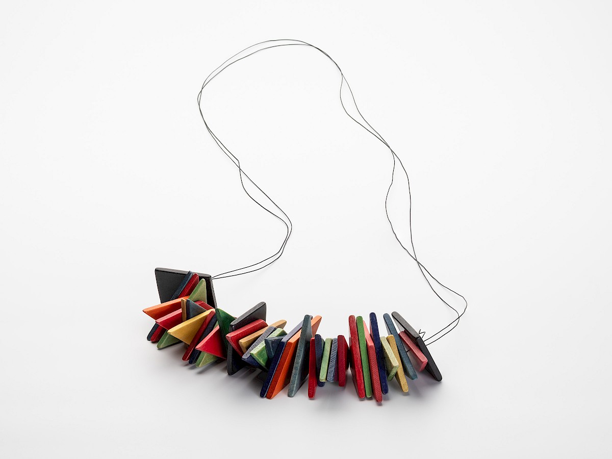 necklace, wood, thread